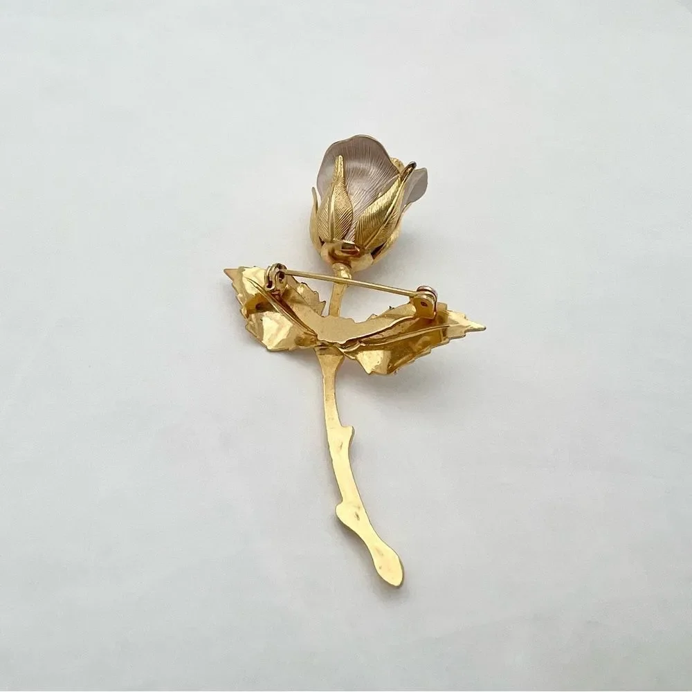 Vintage Two Tone Silver Gold Tone Rose Brooch